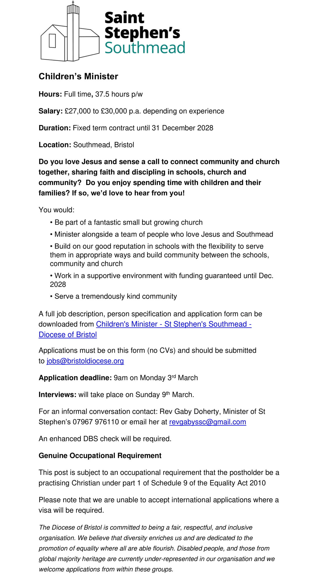 Children's Minister advert T4B