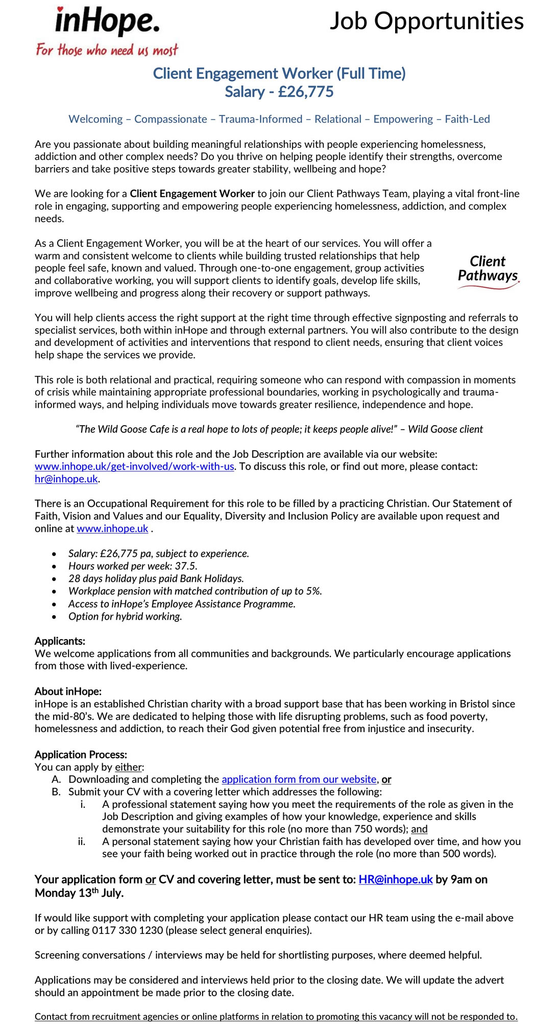 CP Client Engagement Worker Ad