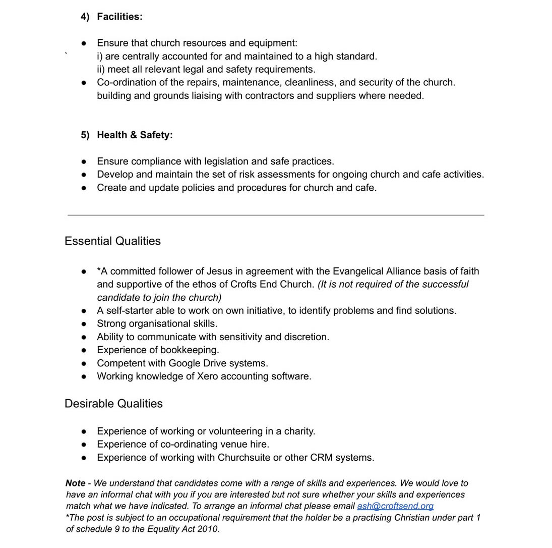 CEC Operations Co-Ordinator ad